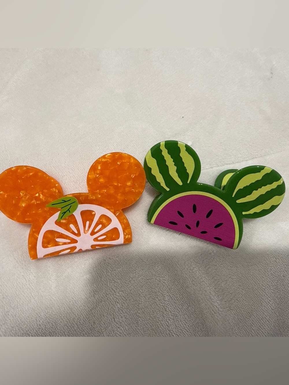 Kids Disney Mickey mouse shape Fruit Hair Clips - Orange & Watermelon Set